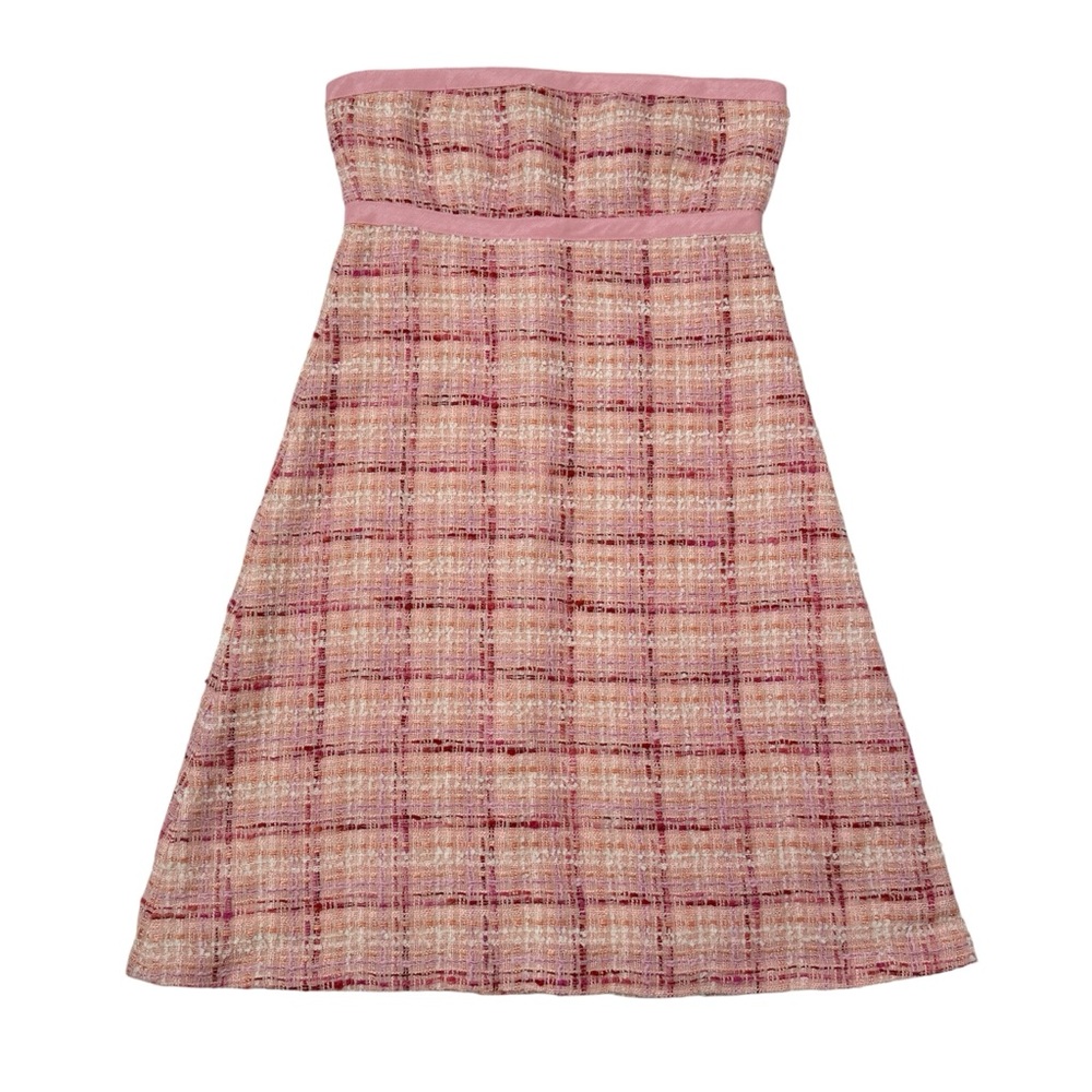 Plaid Strapless Dress Tweed Pink Mini Clueless Un Deux Trois 123 SZ Medium FR 40
